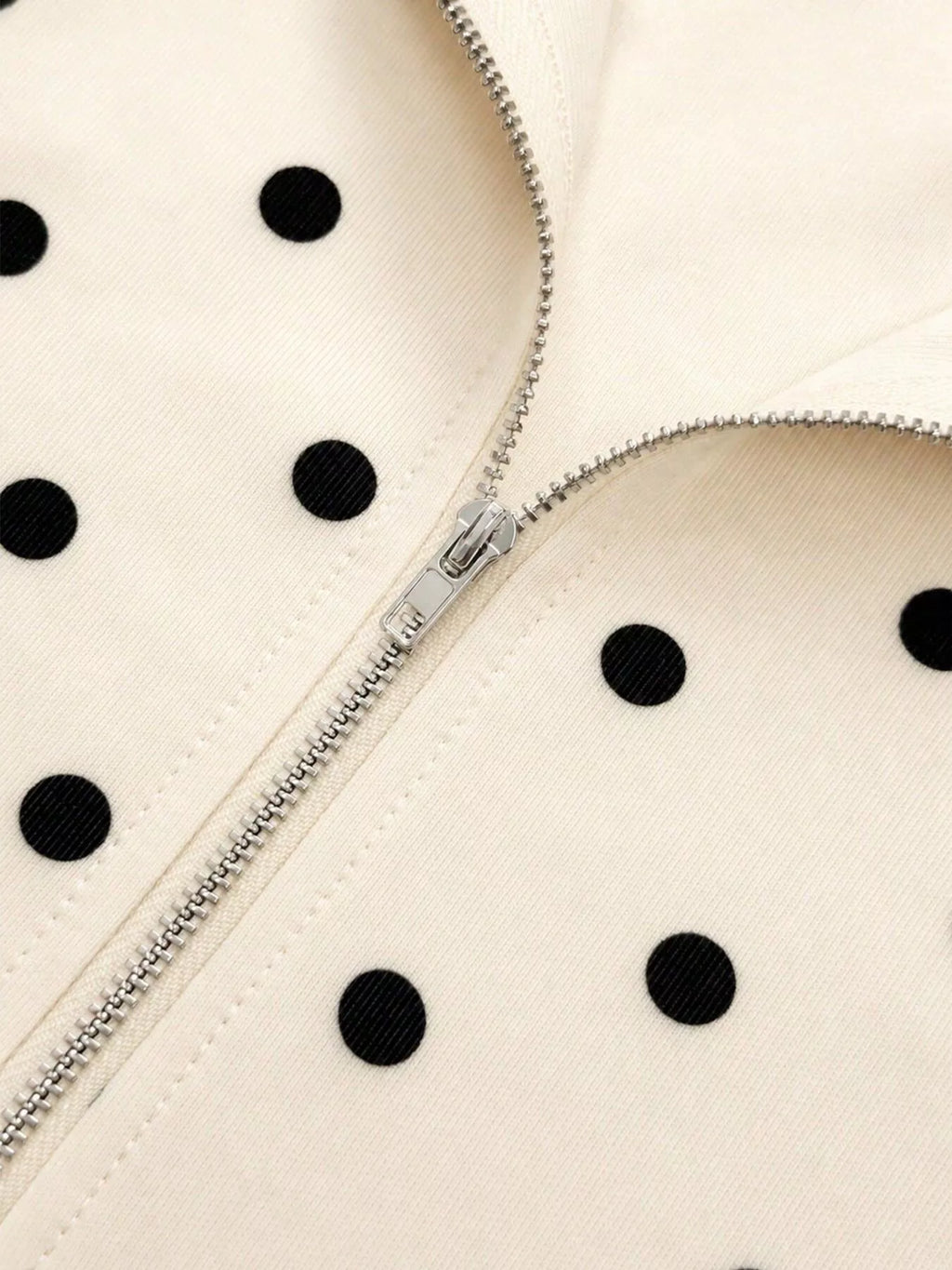 Polka Dot Half-Zip Cropped Sweatshirt by Lumaku Studio