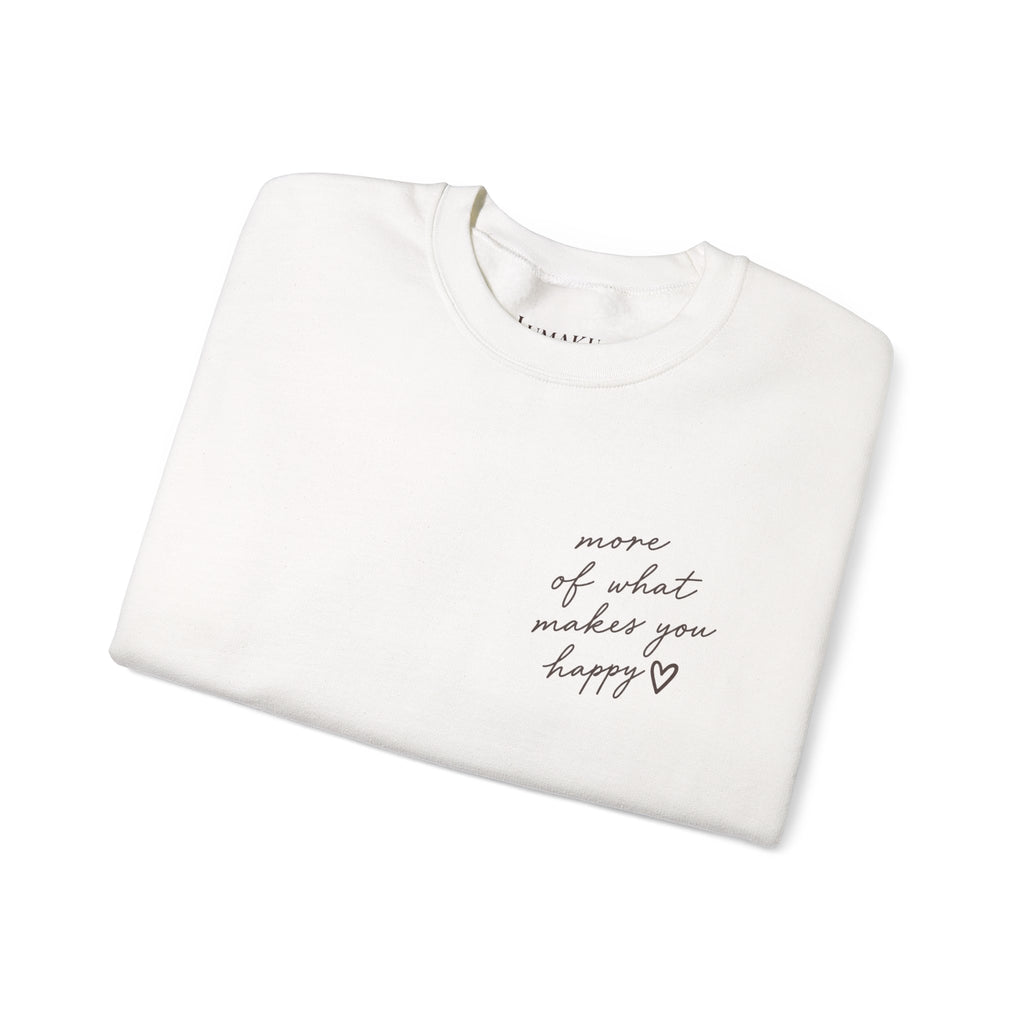 LUMAKU Happy Script Crewneck — Minimal Heart & Script Pullover