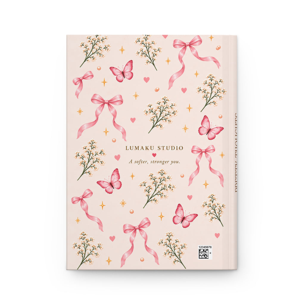 Pretty Thoughts Hardcover Journal — Swan & Pink Ribbon Lined Notebook