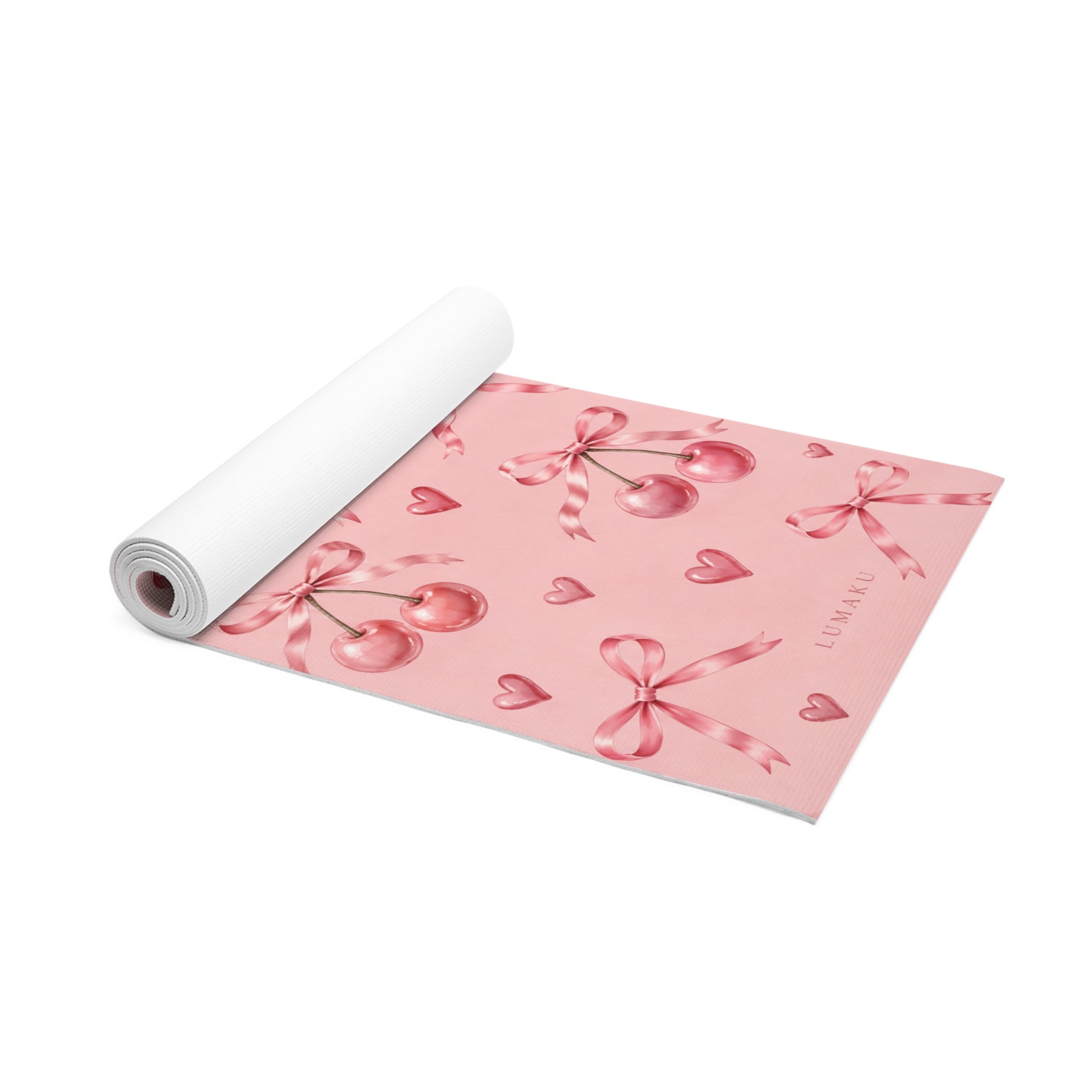 LUMAKU Pink Cherry Bow Mat