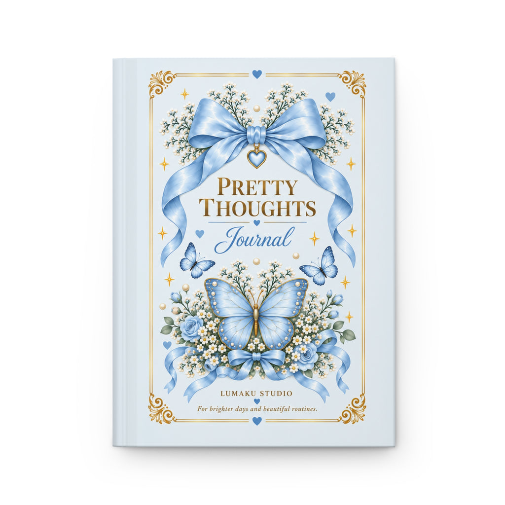 Pretty Thoughts Hardcover Journal — Lined Butterfly & Ribbon Keepsake