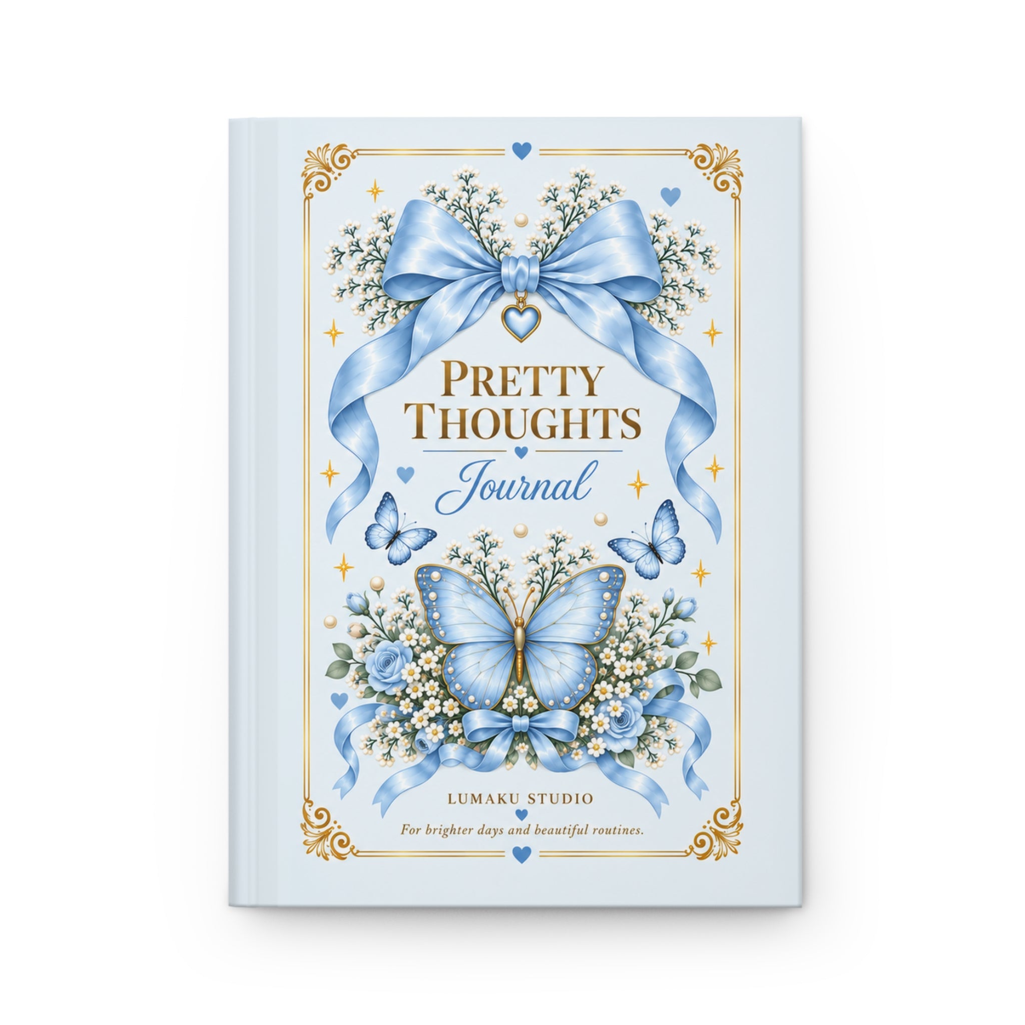 Pretty Thoughts Hardcover Journal — Lined Butterfly & Ribbon Keepsake