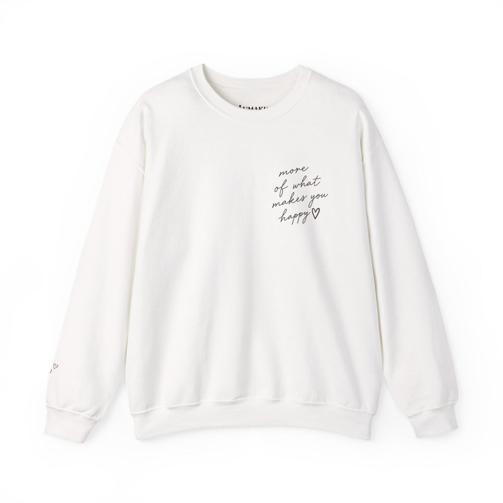 LUMAKU Happy Script Crewneck — Minimal Heart & Script Pullover