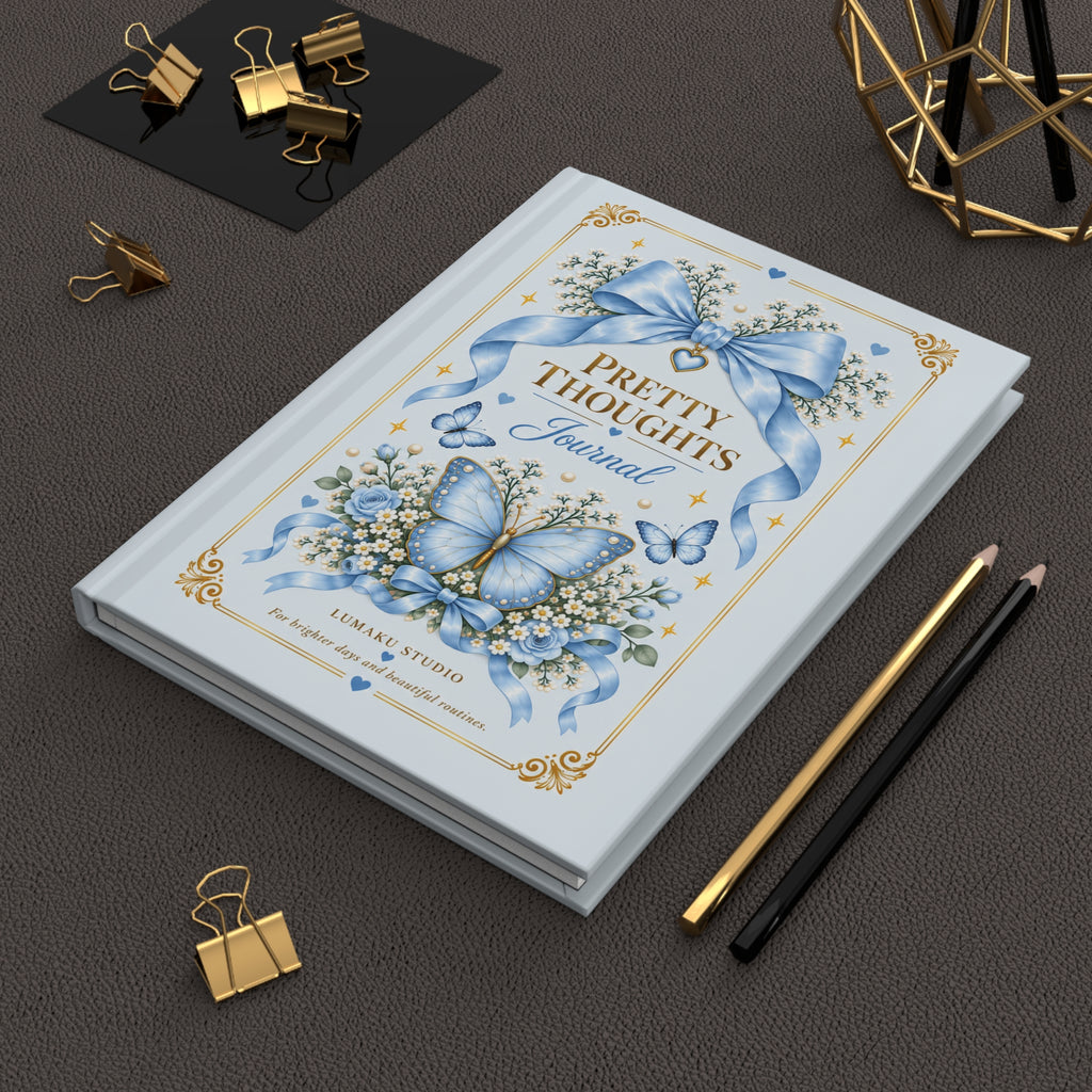 Pretty Thoughts Hardcover Journal — Lined Butterfly & Ribbon Keepsake