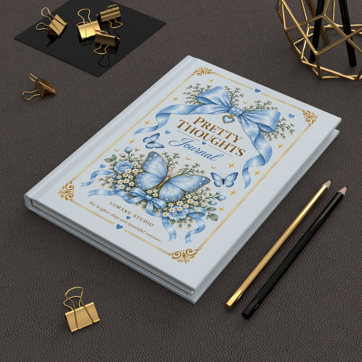 Pretty Thoughts Hardcover Journal — Lined Butterfly & Ribbon Keepsake
