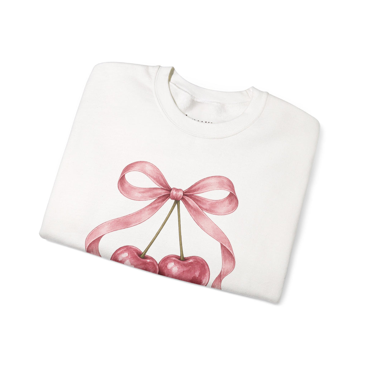LUMAKU Cherry Ribbon Crewneck — Watercolor Cherry & Ribbon Sweatshirt
