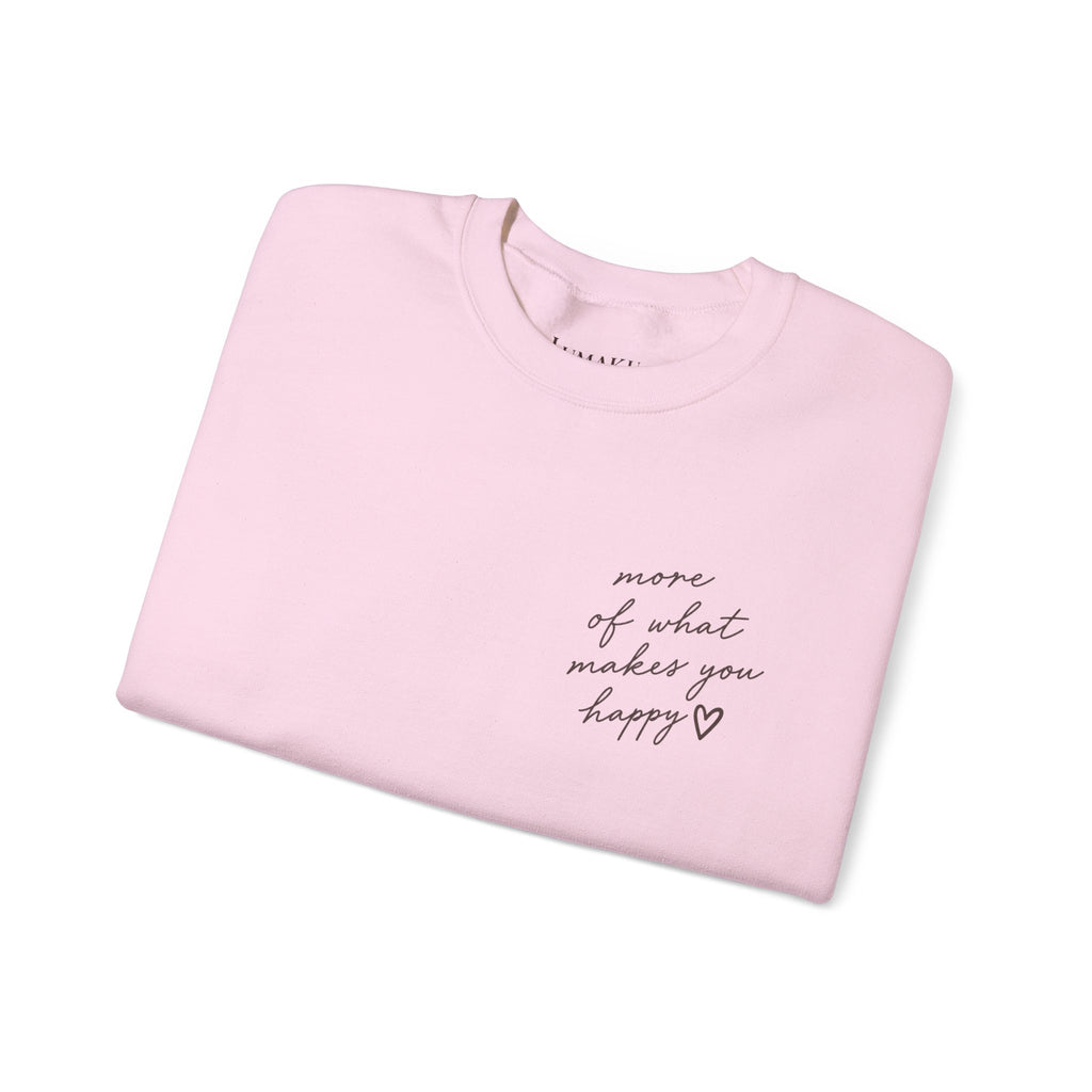 LUMAKU Happy Script Crewneck — Minimal Heart & Script Pullover