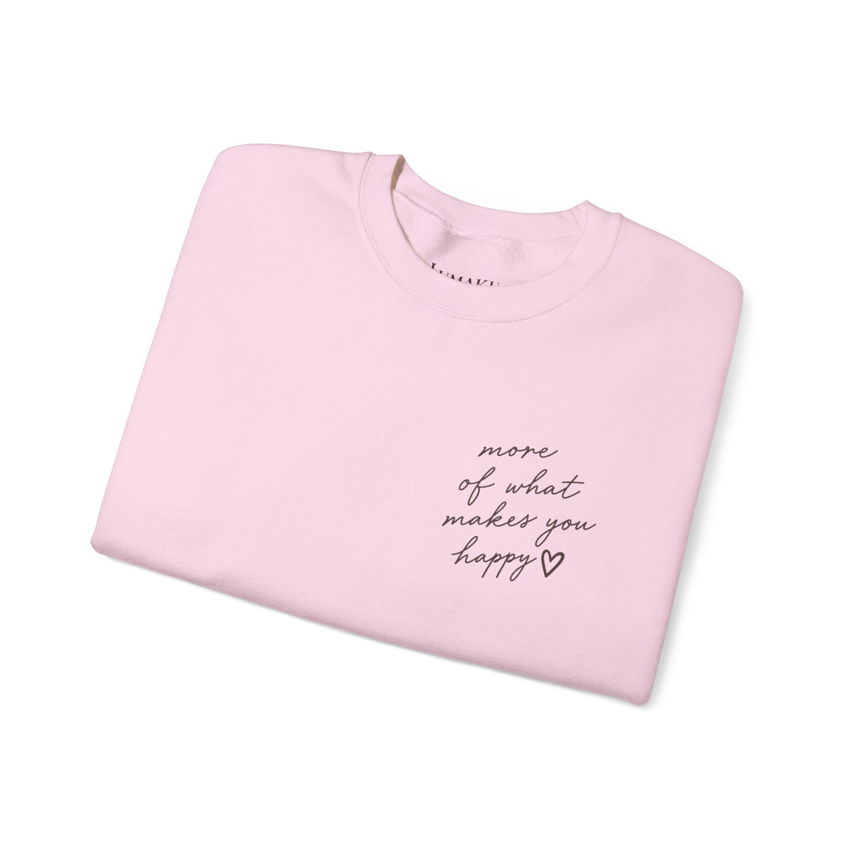 LUMAKU Happy Script Crewneck — Minimal Heart & Script Pullover