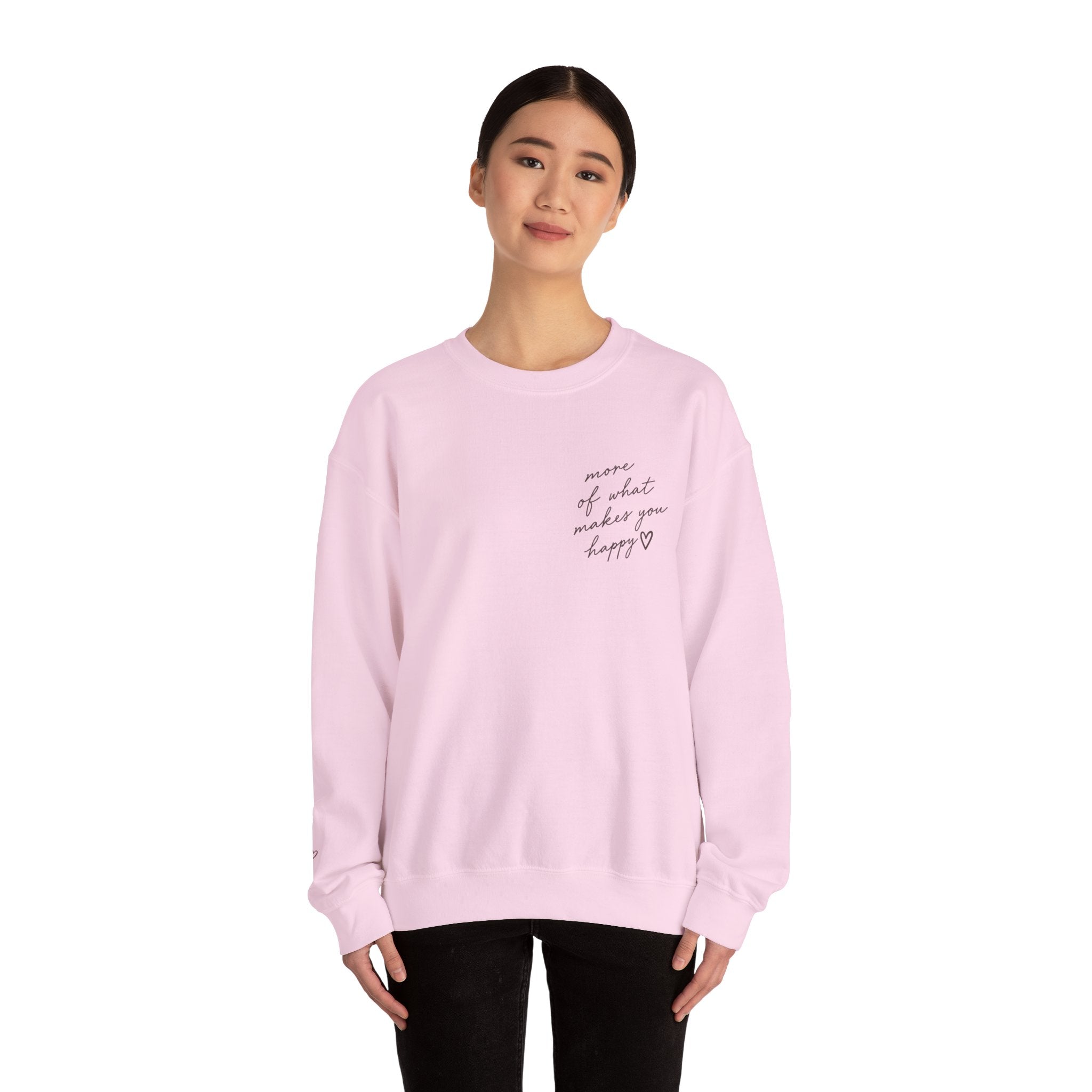 LUMAKU Happy Script Crewneck — Minimal Heart & Script Pullover