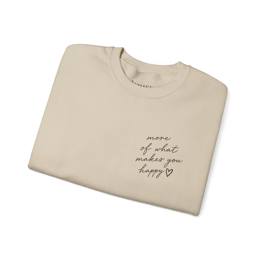 LUMAKU Happy Script Crewneck — Minimal Heart & Script Pullover