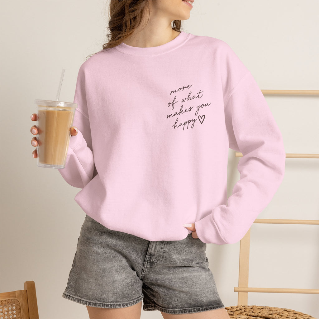 LUMAKU Happy Script Crewneck — Minimal Heart & Script Pullover
