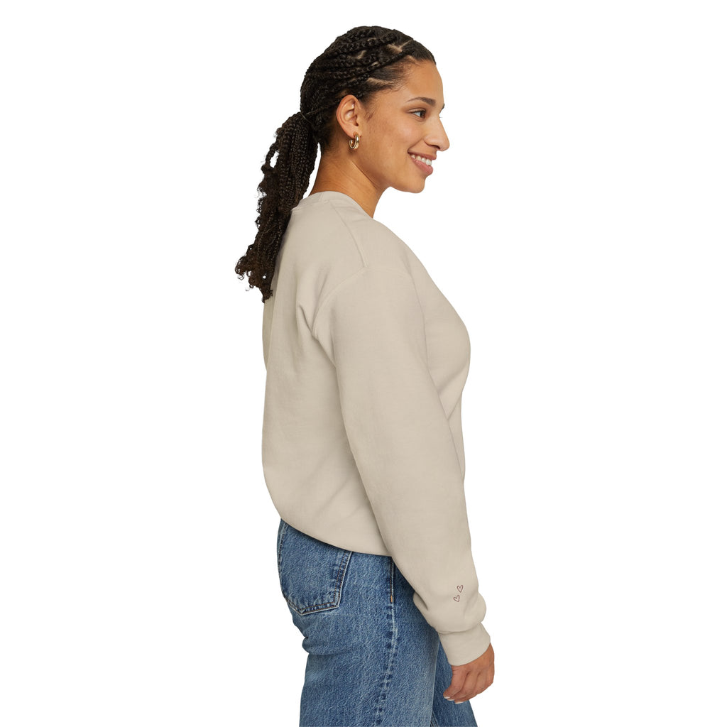 LUMAKU Happy Script Crewneck — Minimal Heart & Script Pullover