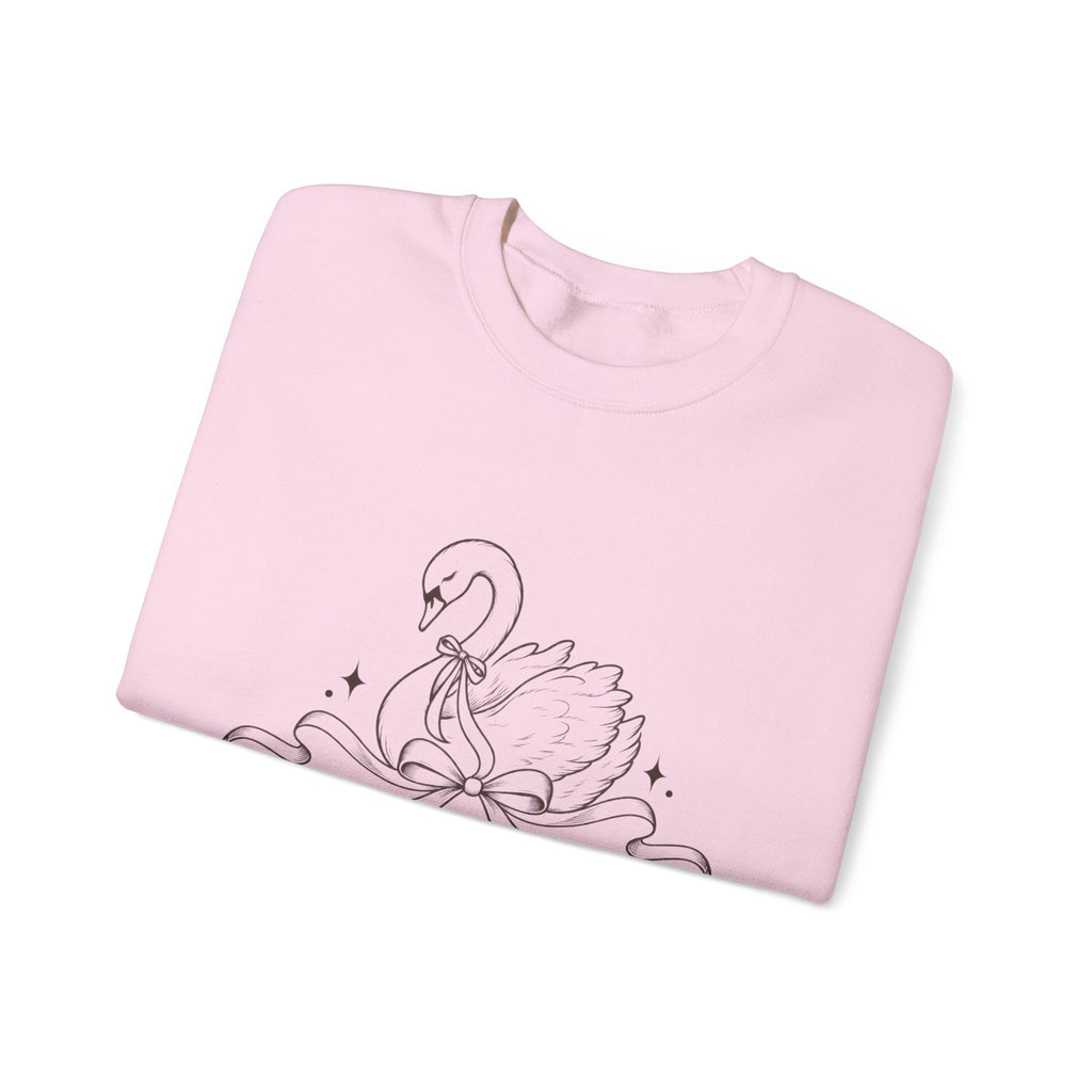 LUMAKU Swan Bow Crewneck — Graceful Swan & Ribbon Sweatshirt