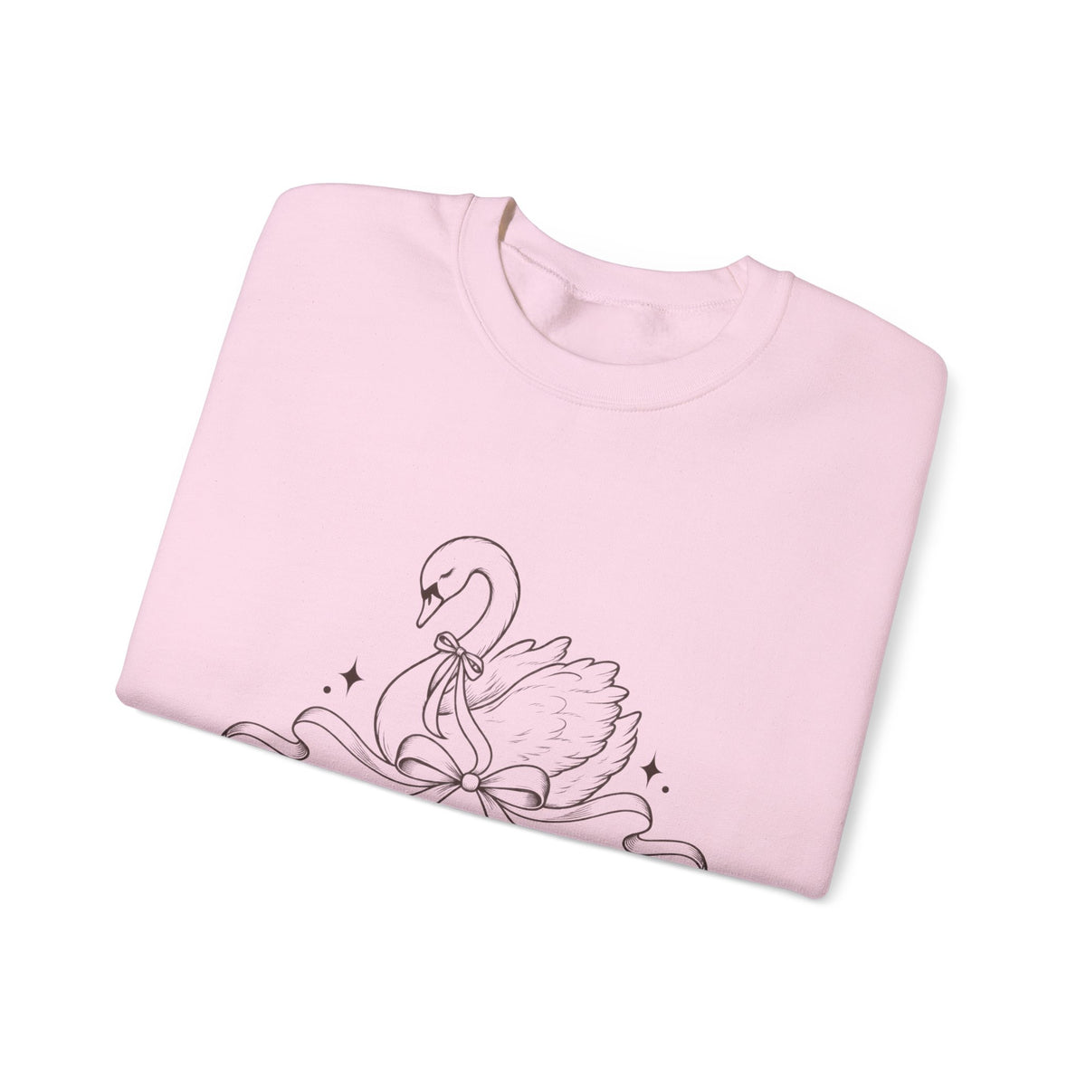 LUMAKU Swan Bow Crewneck — Graceful Swan & Ribbon Sweatshirt