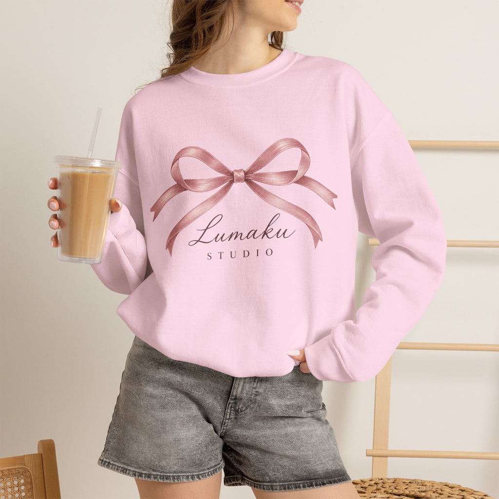 LUMAKU Ballet Bow Crewneck — Pink Ribbon Bow Sweatshirt