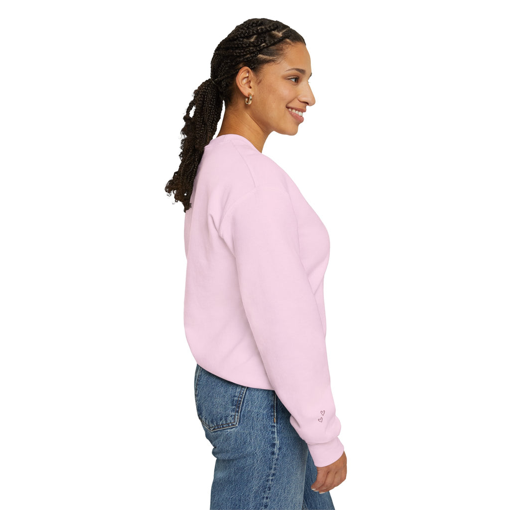 LUMAKU Happy Script Crewneck — Minimal Heart & Script Pullover
