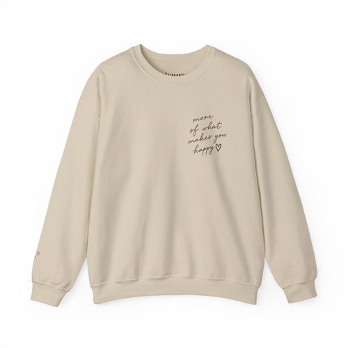 LUMAKU Happy Script Crewneck — Minimal Heart & Script Pullover