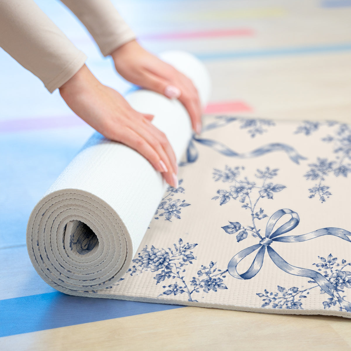 LUMAKU Vintage Blue Ribbon Mat
