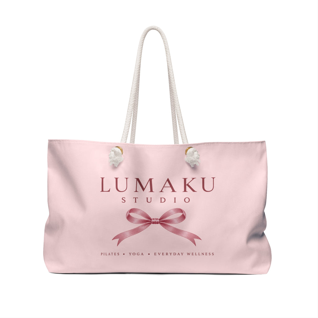 LUMAKU Pink Ribbon Weekender Bag — Blush Canvas Travel Tote