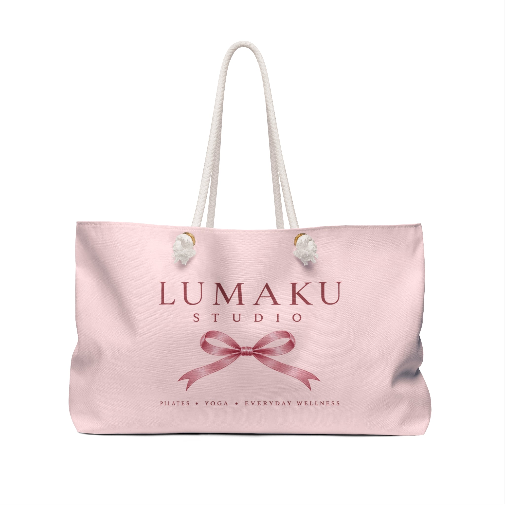 LUMAKU Pink Ribbon Weekender Bag — Blush Canvas Travel Tote