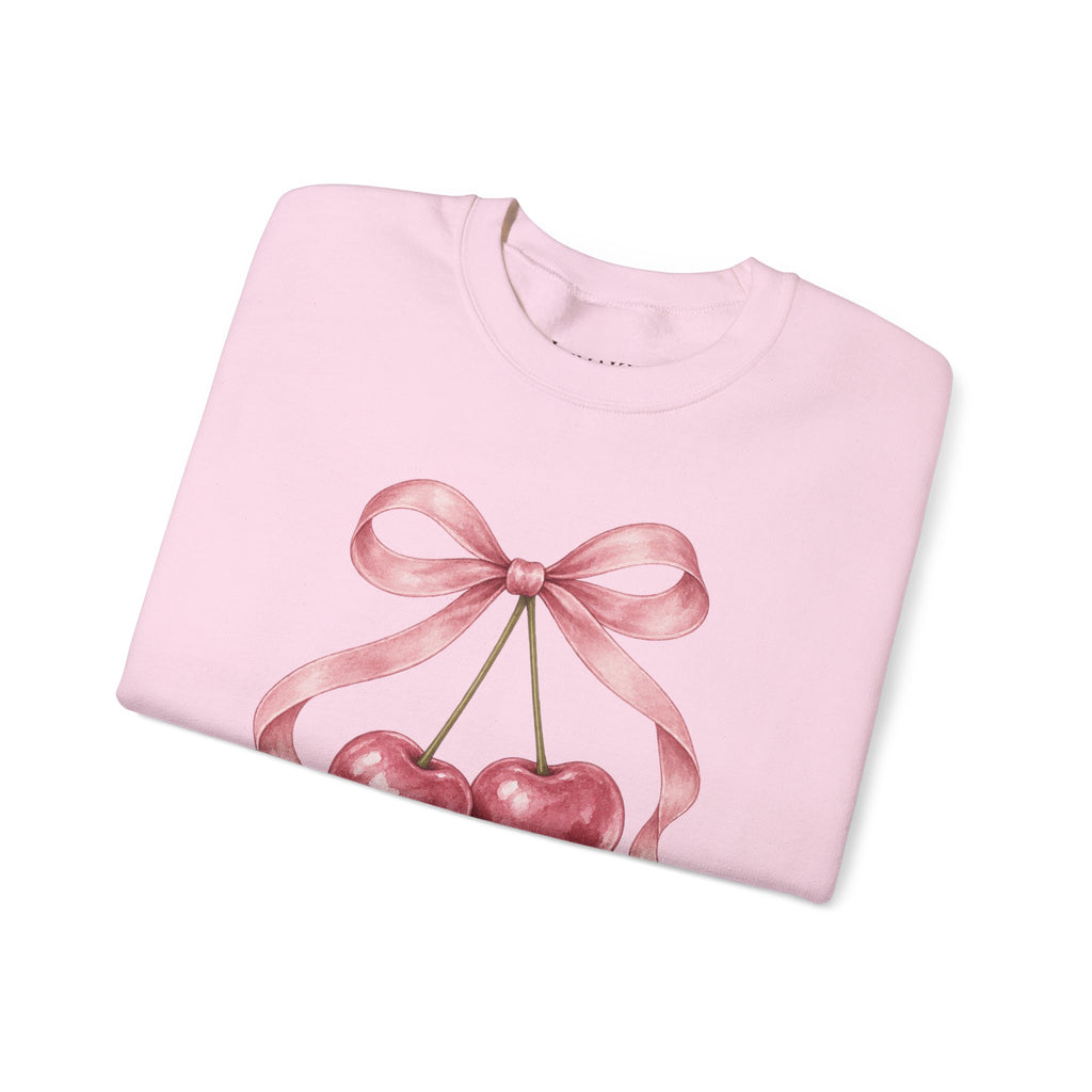 LUMAKU Cherry Ribbon Crewneck — Watercolor Cherry & Ribbon Sweatshirt