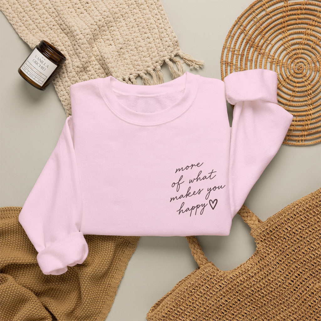 LUMAKU Happy Script Crewneck — Minimal Heart & Script Pullover