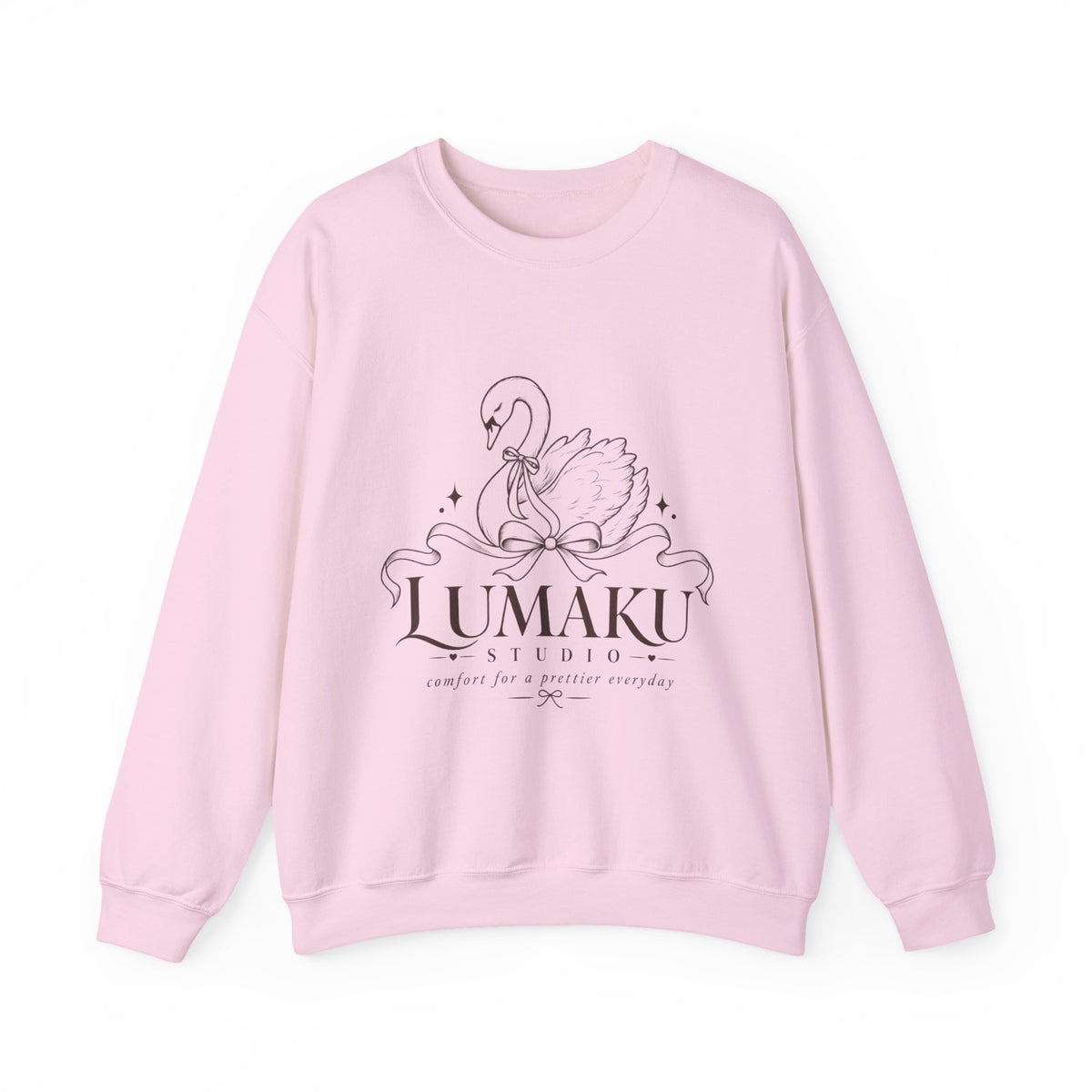 LUMAKU Swan Bow Crewneck — Graceful Swan & Ribbon Sweatshirt