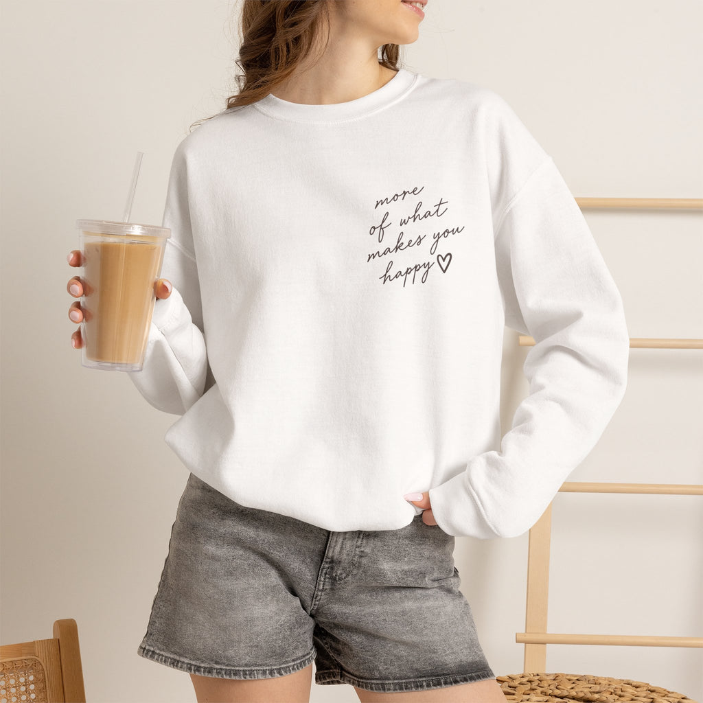 LUMAKU Happy Script Crewneck — Minimal Heart & Script Pullover