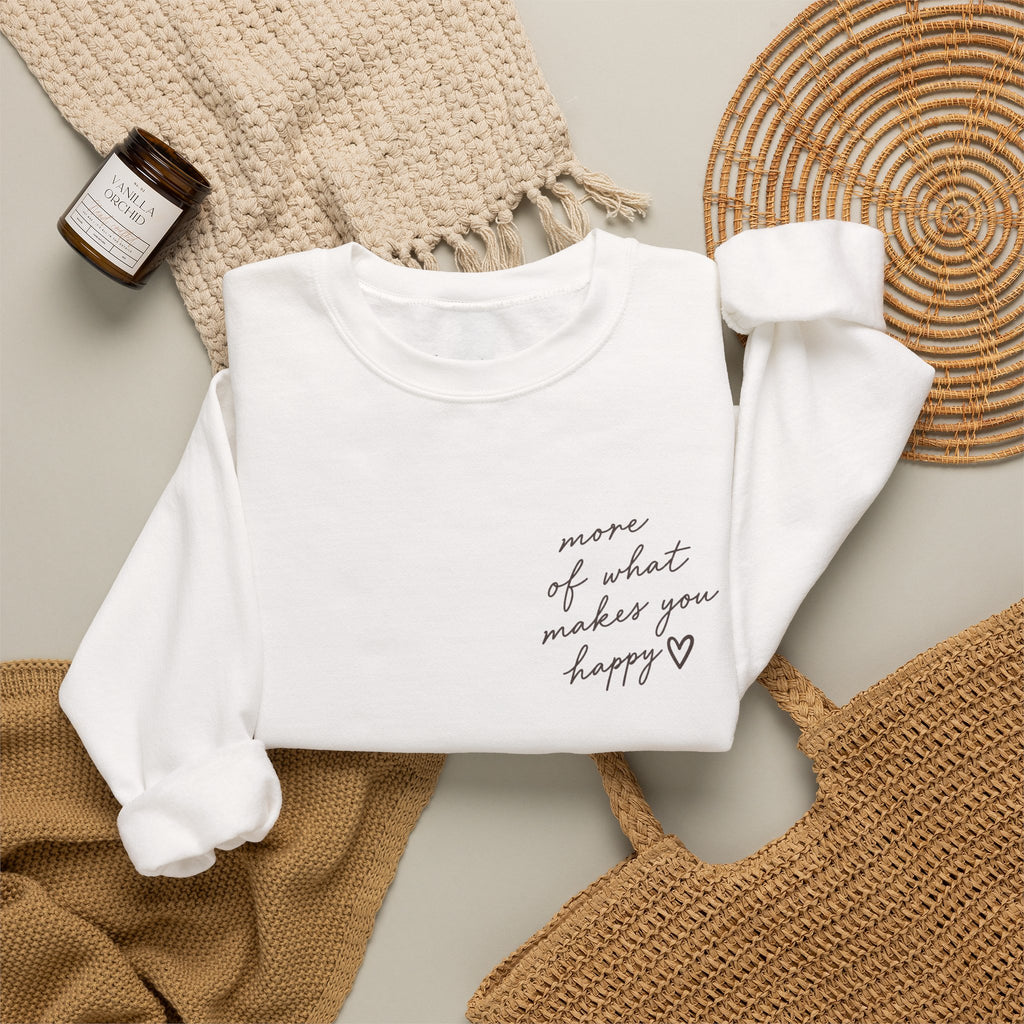 LUMAKU Happy Script Crewneck — Minimal Heart & Script Pullover