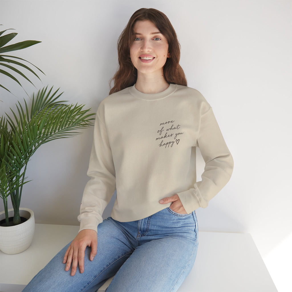 LUMAKU Happy Script Crewneck — Minimal Heart & Script Pullover