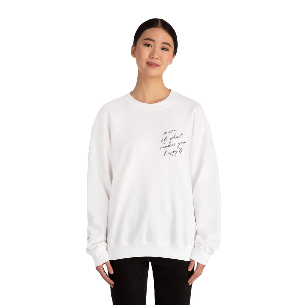 LUMAKU Happy Script Crewneck — Minimal Heart & Script Pullover
