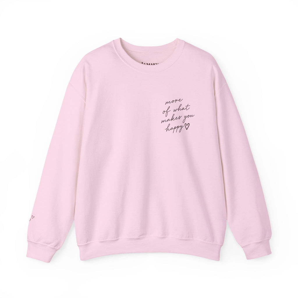 LUMAKU Happy Script Crewneck — Minimal Heart & Script Pullover