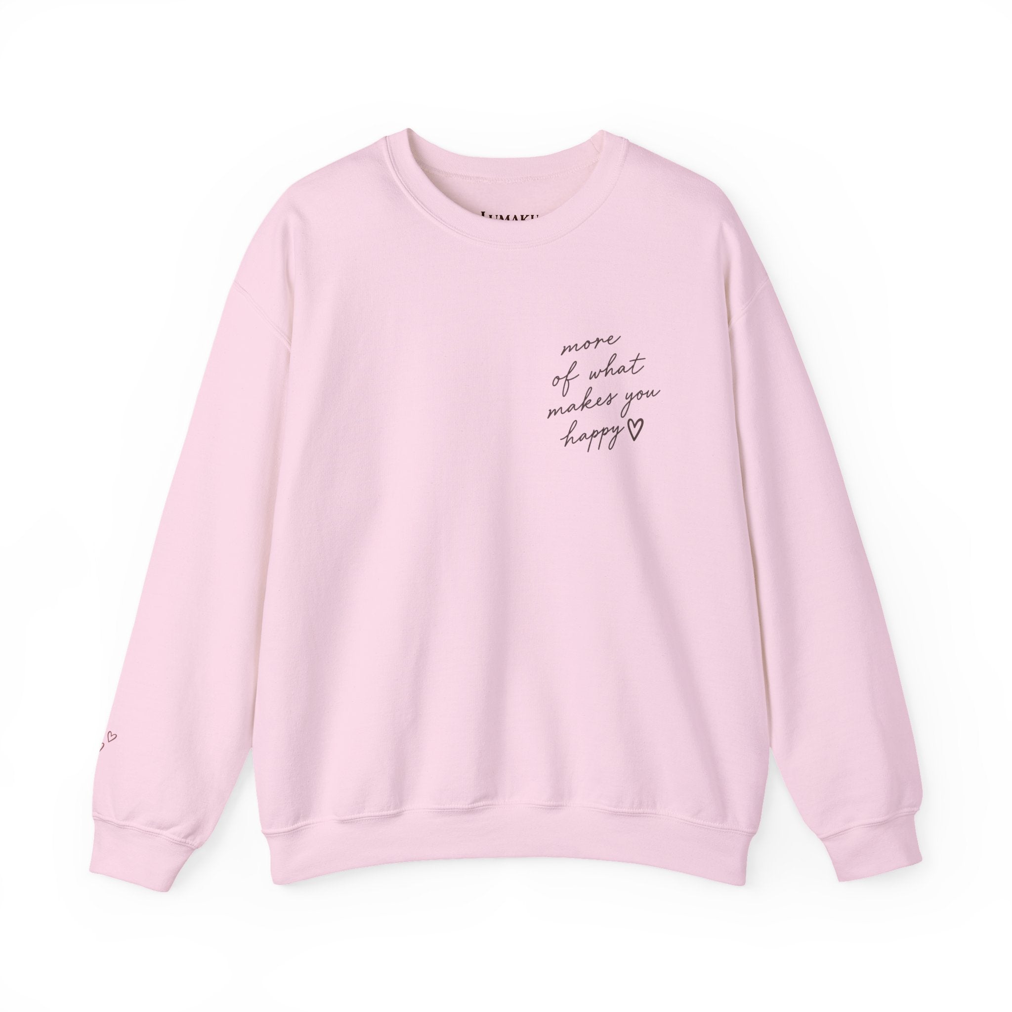 LUMAKU Happy Script Crewneck — Minimal Heart & Script Pullover