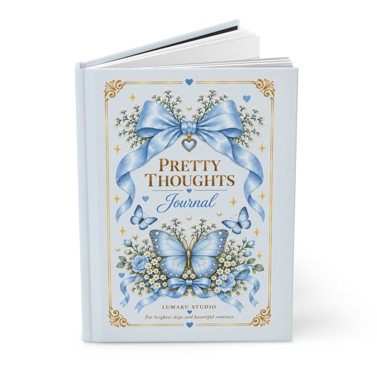 Pretty Thoughts Hardcover Journal — Lined Butterfly & Ribbon Keepsake
