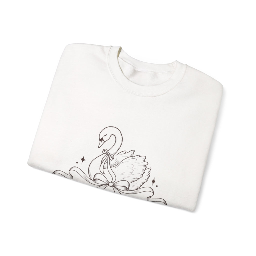 LUMAKU Swan Bow Crewneck — Graceful Swan & Ribbon Sweatshirt