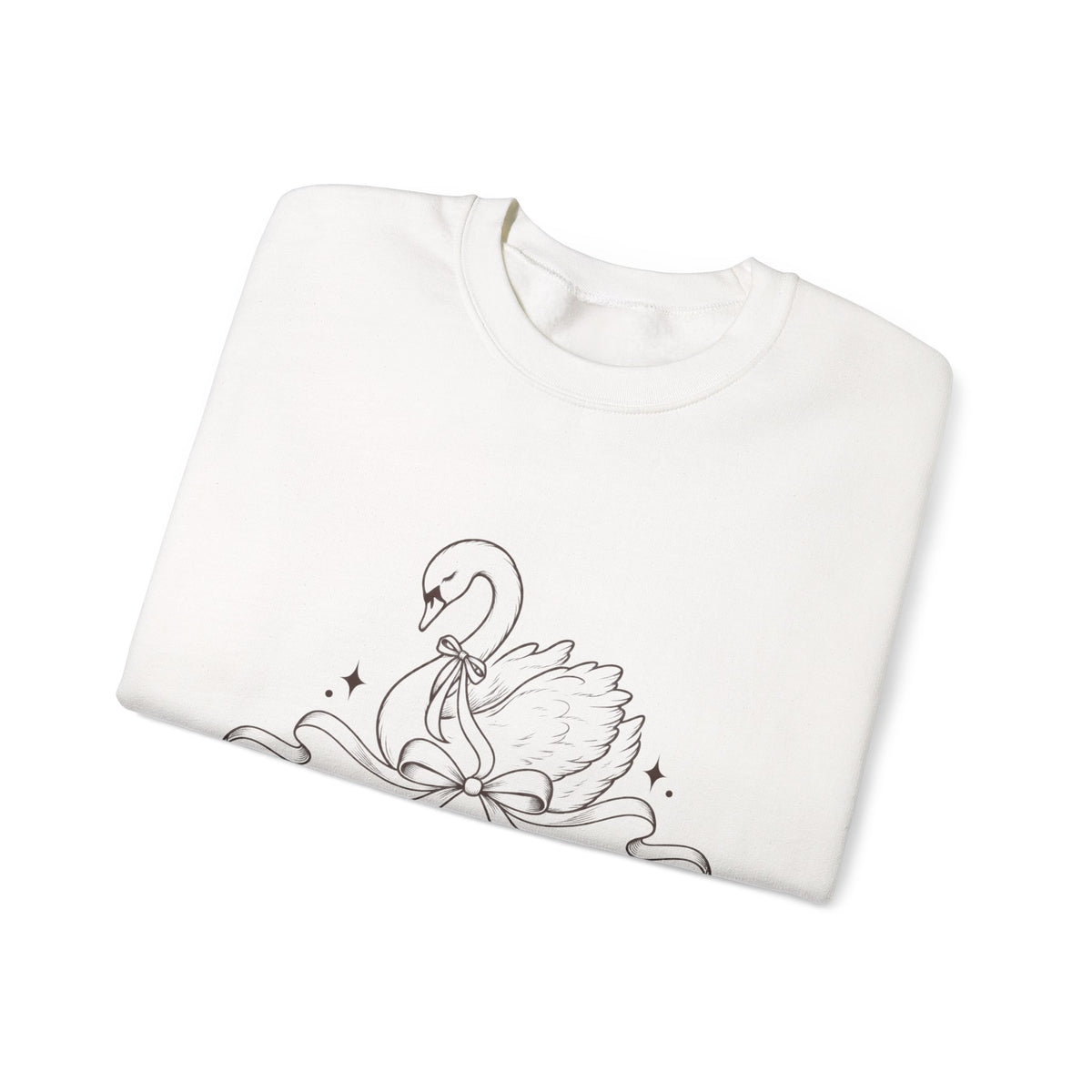 LUMAKU Swan Bow Crewneck — Graceful Swan & Ribbon Sweatshirt