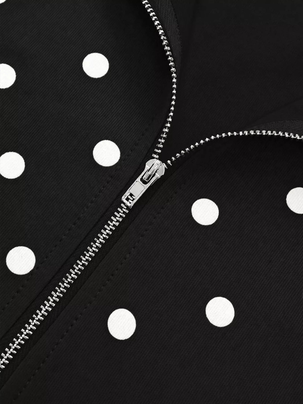 Polka Dot Half-Zip Cropped Sweatshirt by Lumaku Studio