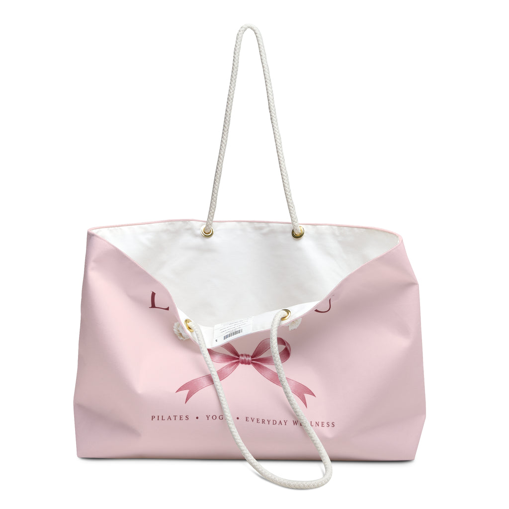 LUMAKU Pink Ribbon Weekender Bag — Blush Canvas Travel Tote