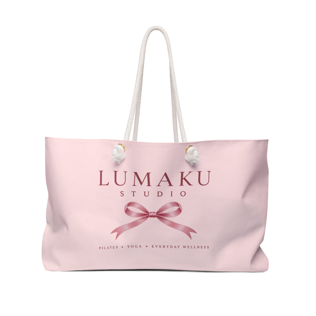 LUMAKU Pink Ribbon Weekender Bag — Blush Canvas Travel Tote