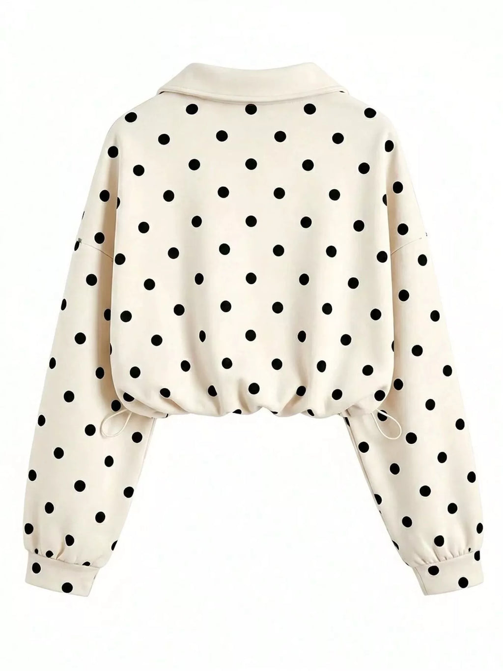 Polka Dot Half-Zip Cropped Sweatshirt by Lumaku Studio