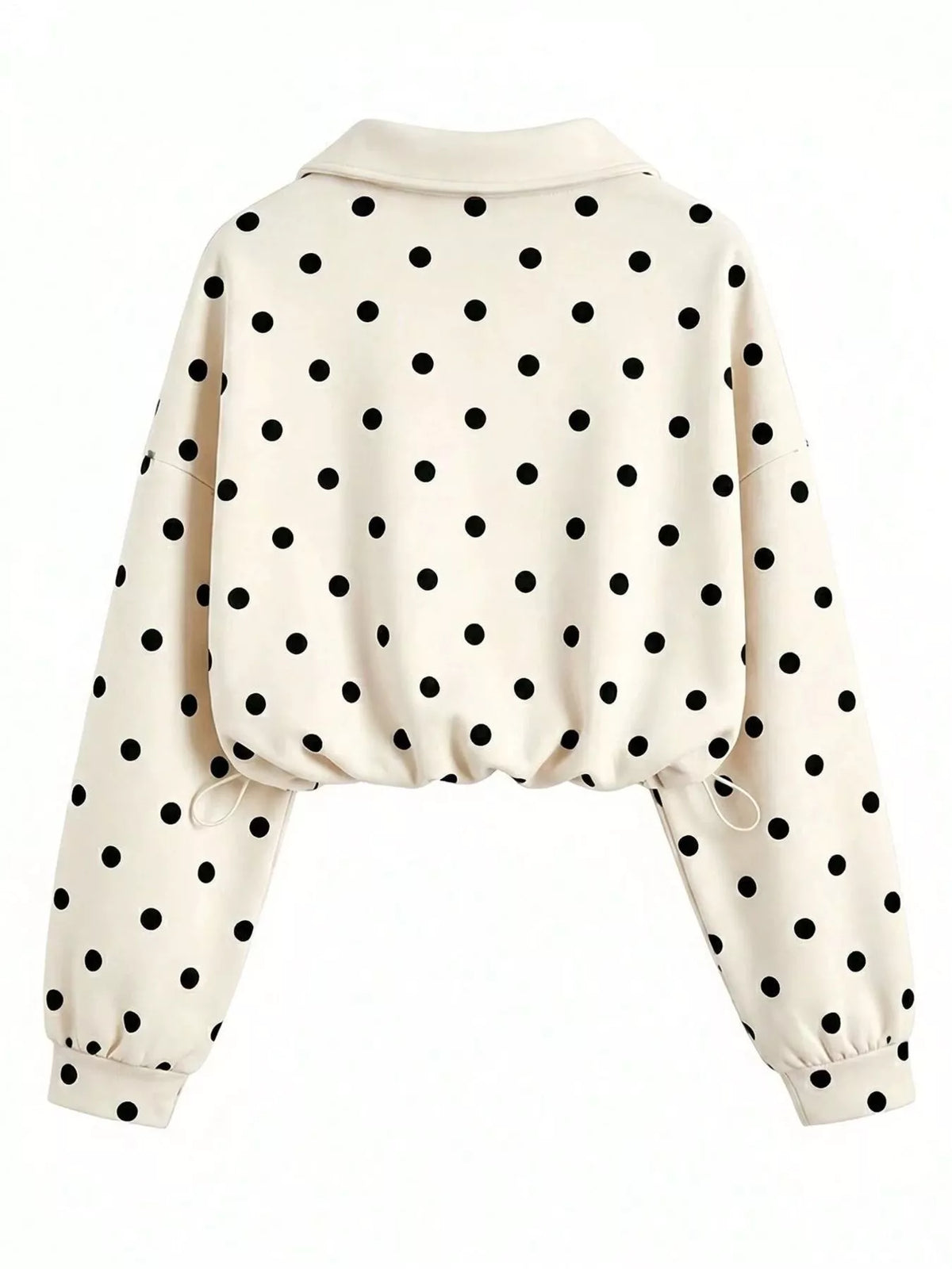 Polka Dot Half-Zip Cropped Sweatshirt by Lumaku Studio