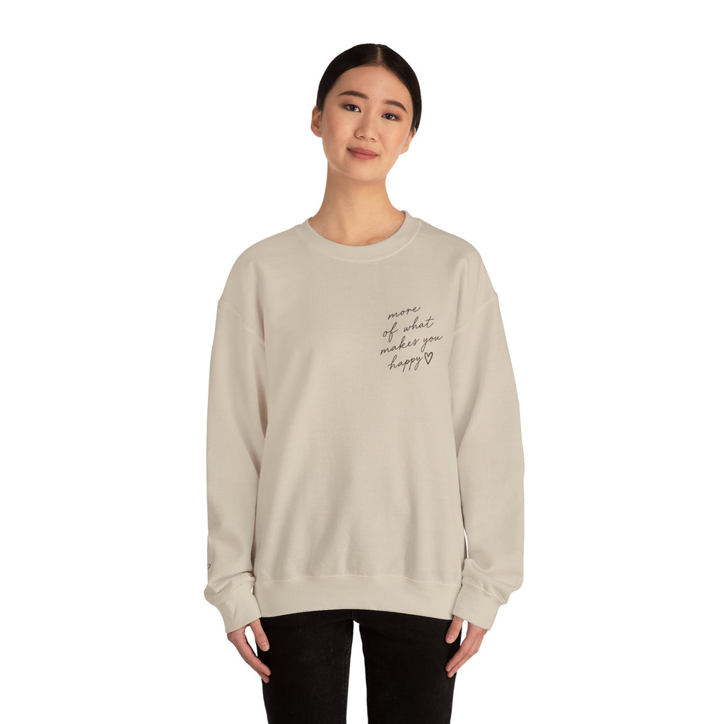 LUMAKU Happy Script Crewneck — Minimal Heart & Script Pullover