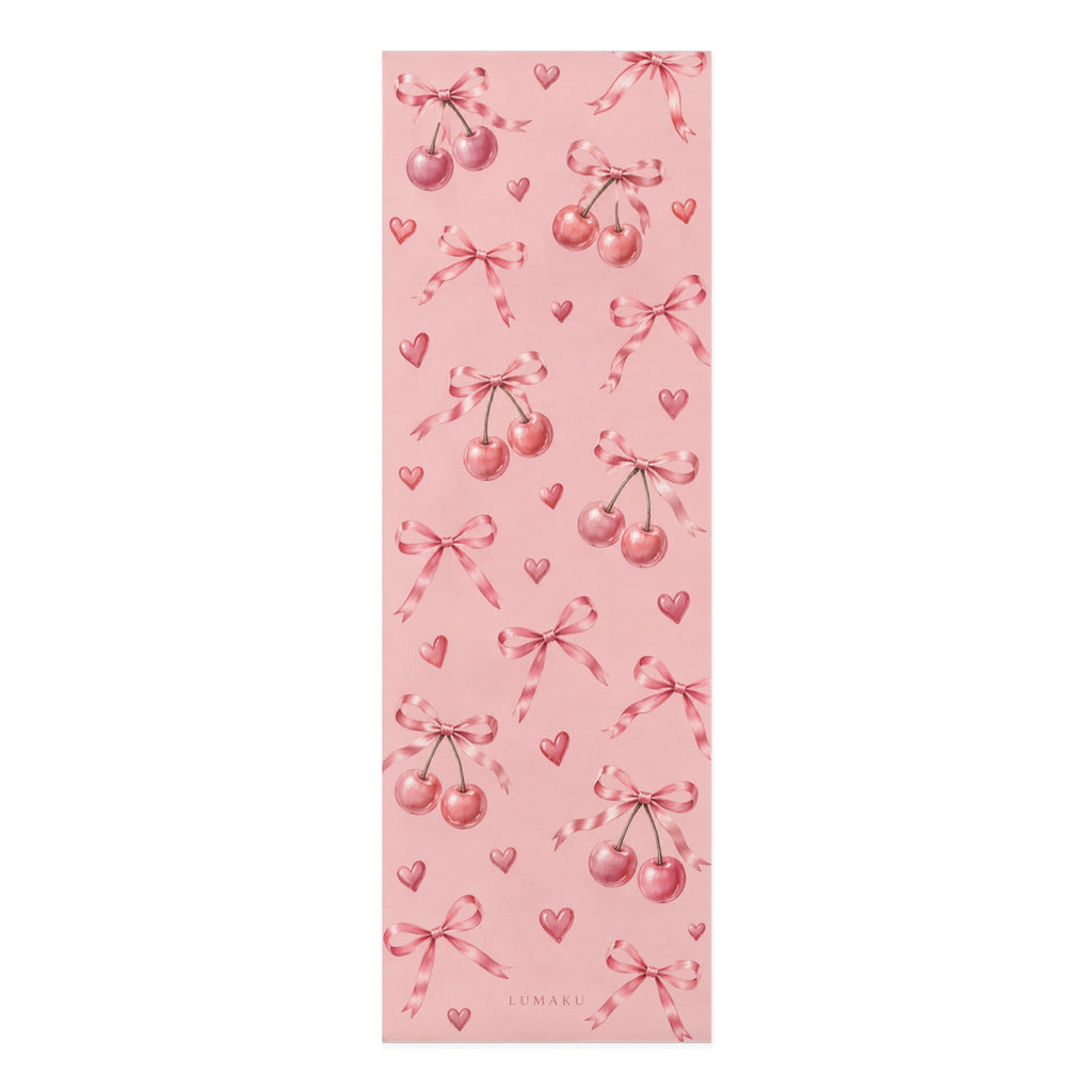 LUMAKU Pink Cherry Bow Mat
