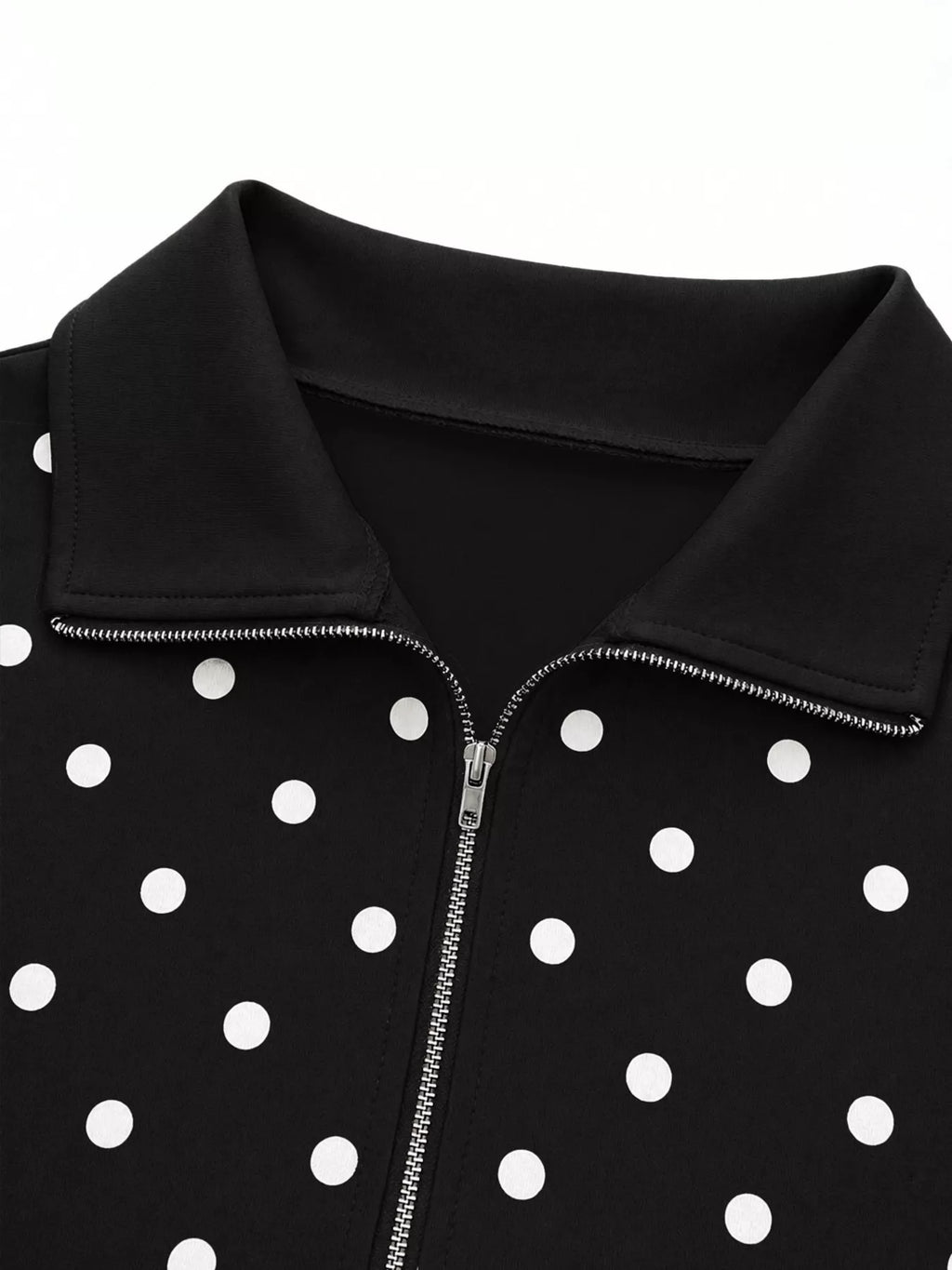 Polka Dot Half-Zip Cropped Sweatshirt by Lumaku Studio