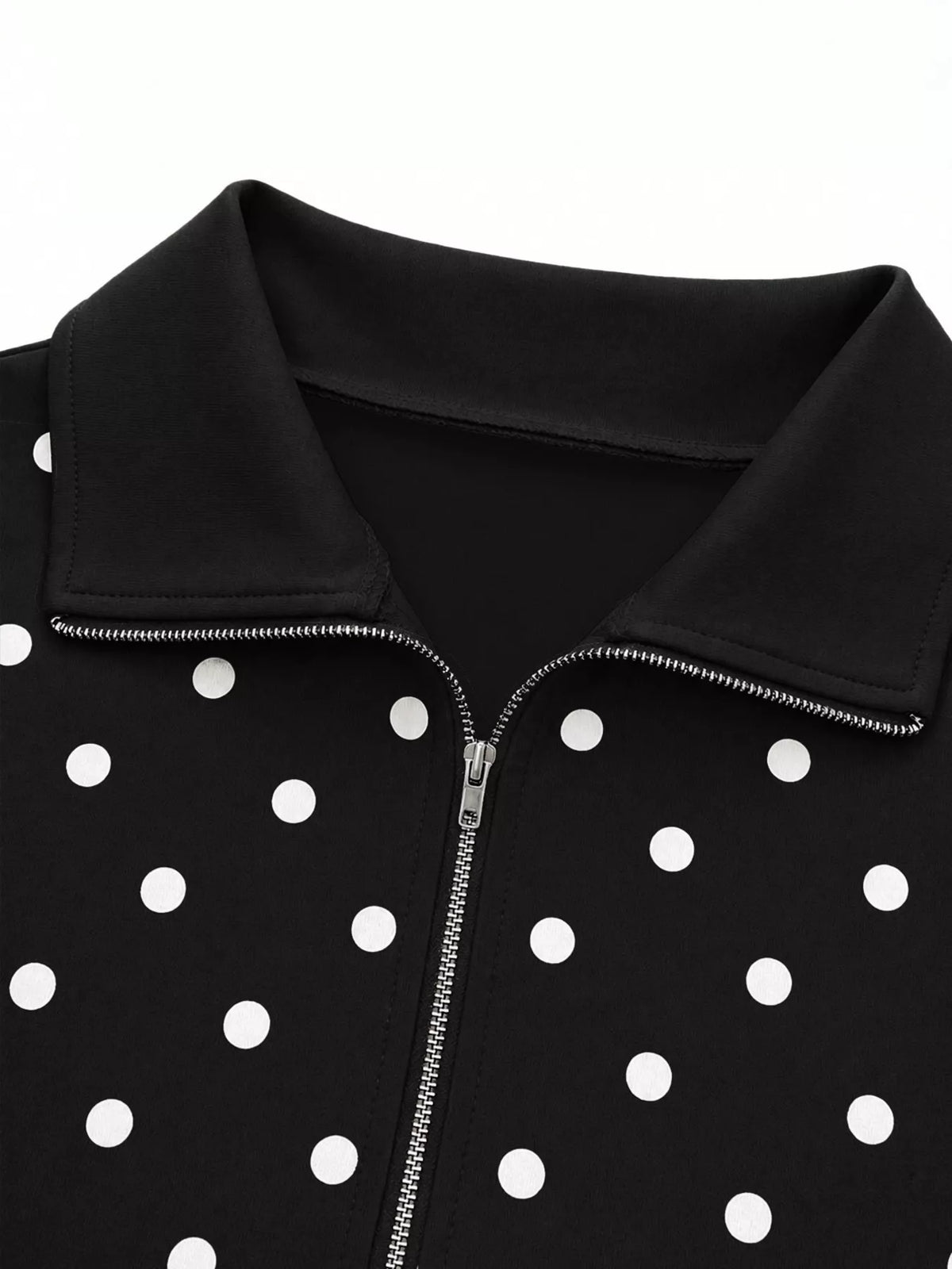 Polka Dot Half-Zip Cropped Sweatshirt by Lumaku Studio