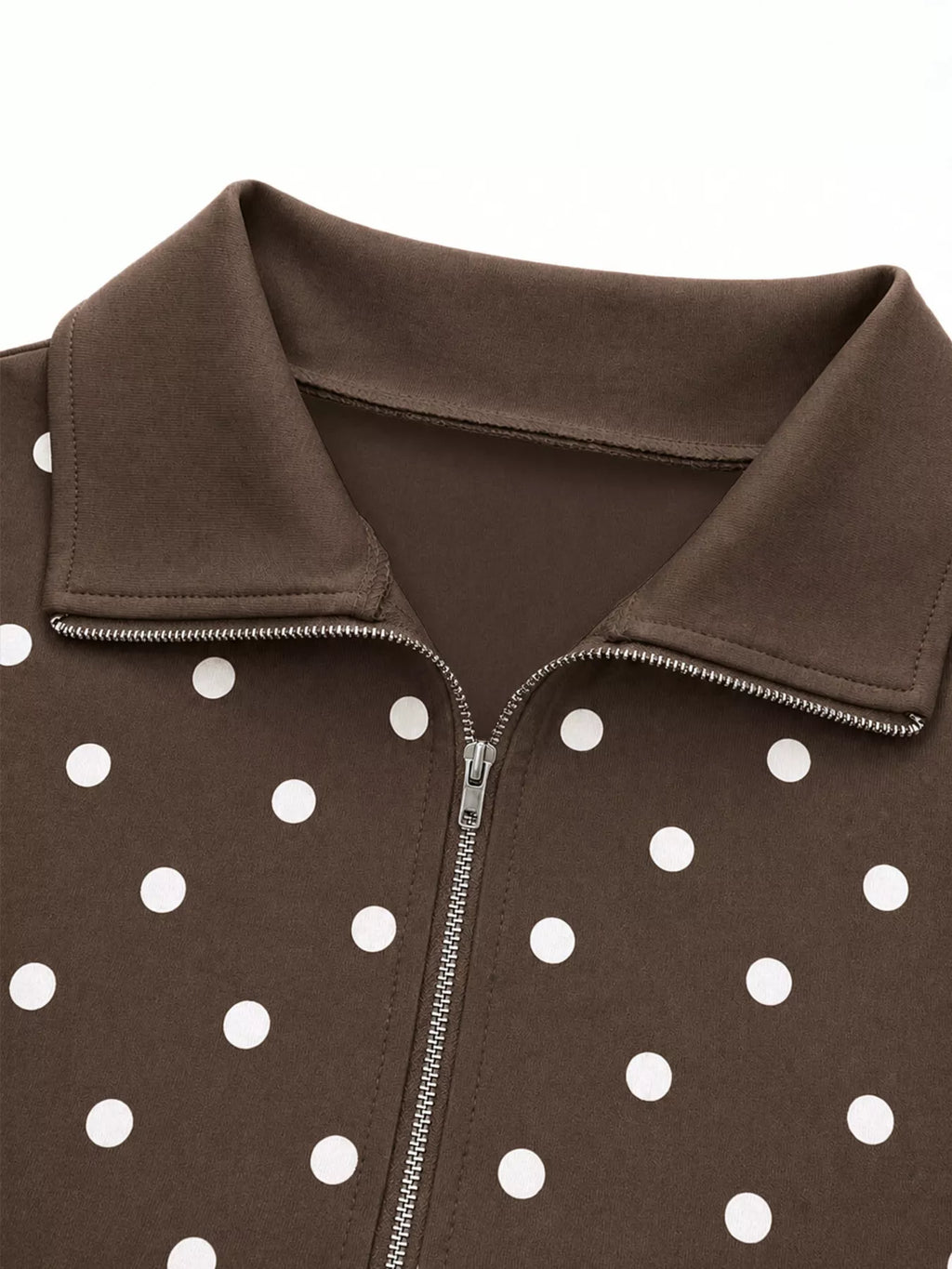 Polka Dot Half-Zip Cropped Sweatshirt by Lumaku Studio