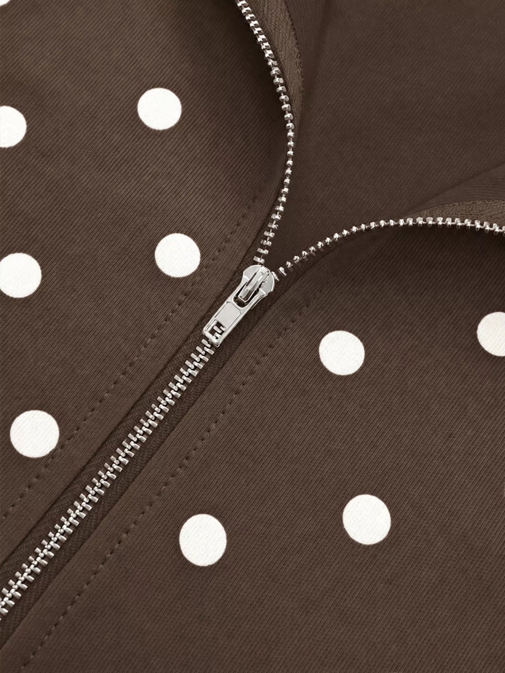 Polka Dot Half-Zip Cropped Sweatshirt by Lumaku Studio