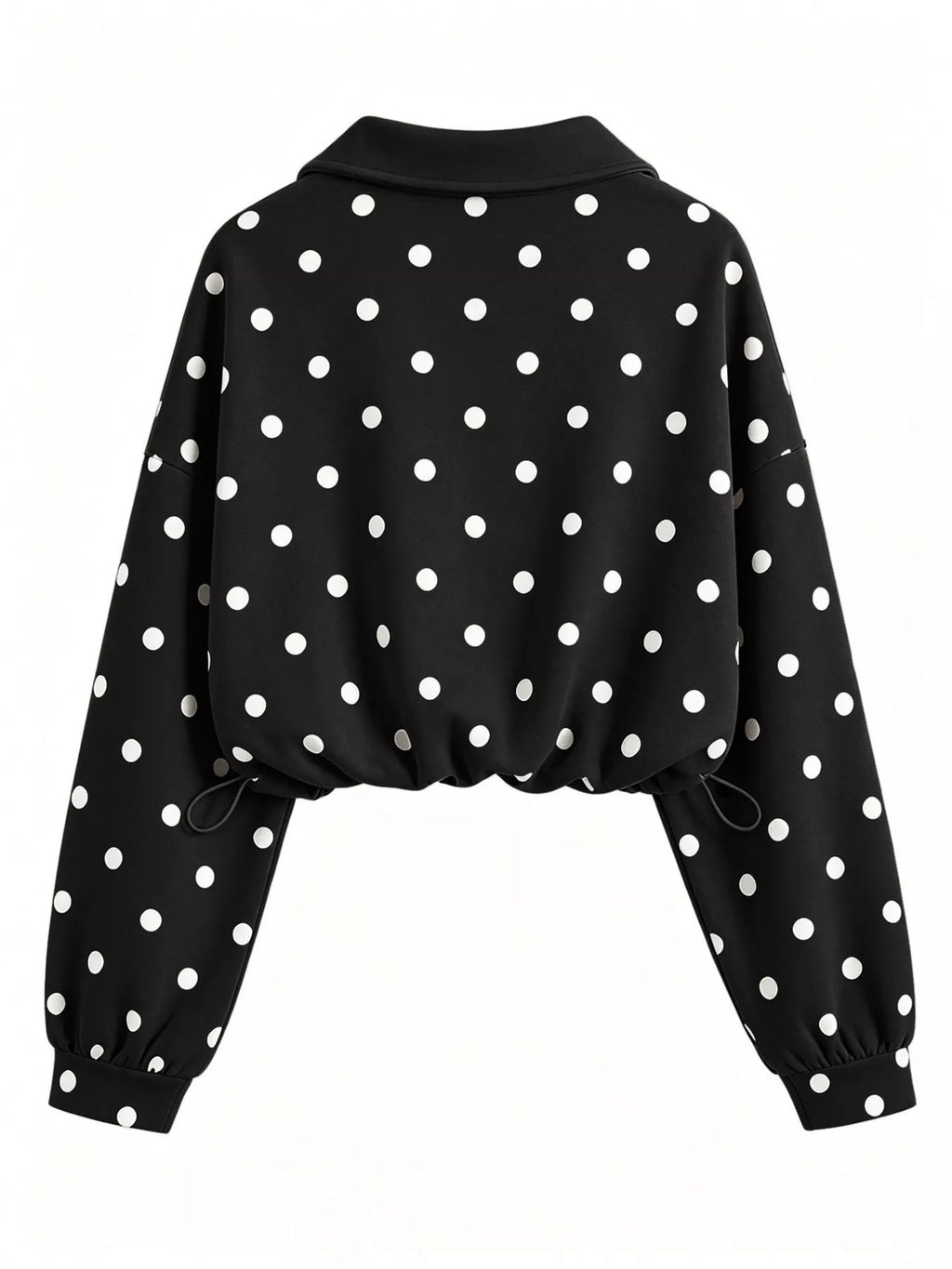 Polka Dot Half-Zip Cropped Sweatshirt by Lumaku Studio