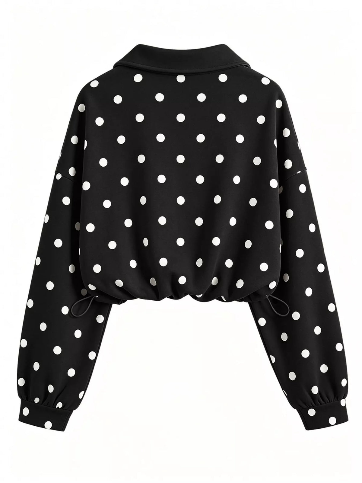 Polka Dot Half-Zip Cropped Sweatshirt by Lumaku Studio